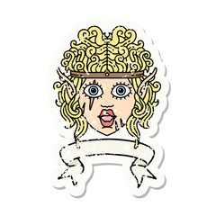 elf barbarian character face with banner illustration