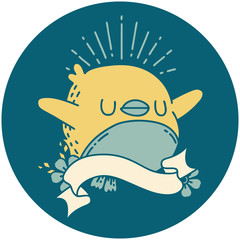 icon of tattoo style flapping robin