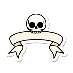 tattoo sticker with banner of a skull