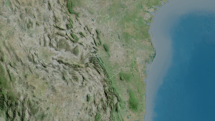 Nuevo León, Mexico - outlined. Satellite