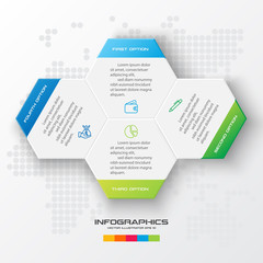 Abstract business infographics template with 4 hexagon in white color background
