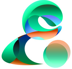 Green letter E geometry style gradient