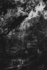 waterfall in black and white
