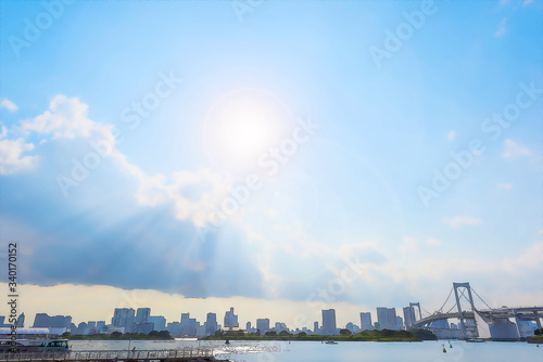 神秘的なお台場の風景 アニメ風 Wall Mural Wallpaper Murals Kurosuke