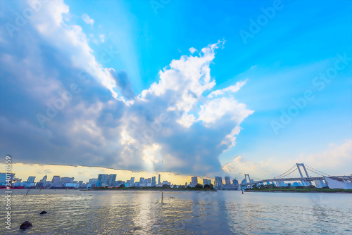 神秘的なお台場の風景 アニメ風 Wall Mural Wallpaper Murals Kurosuke