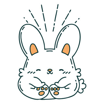 traditional tattoo style happy rabbit