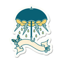 tattoo sticker with banner of an umbrella
