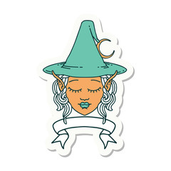 elf mage character face with banner sticker