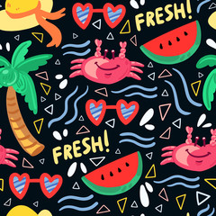 Summer beach seamless pattern. Vector background