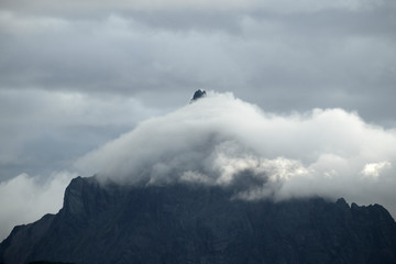 Clouds over the mountain in Tierra del Fuego, Argentina