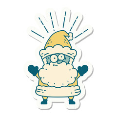 sticker of tattoo style santa claus christmas character