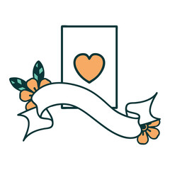 tattoo with banner of the ace of hearts