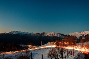 Winter evening in the Julian Alps