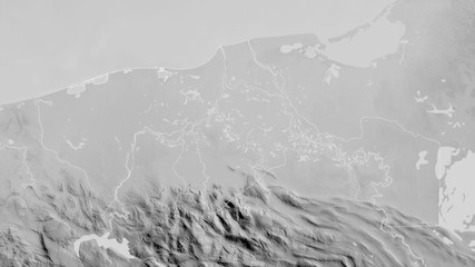 Tabasco, Mexico - outlined. Grayscale