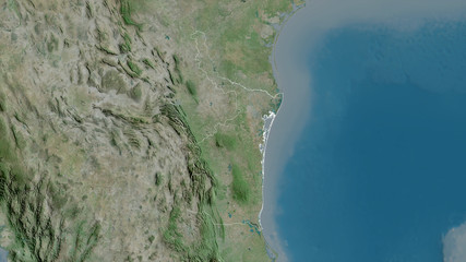 Tamaulipas, Mexico - outlined. Satellite