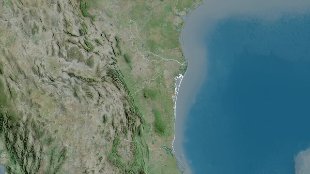 Tamaulipas, Mexico - outlined. Satellite © Yarr65