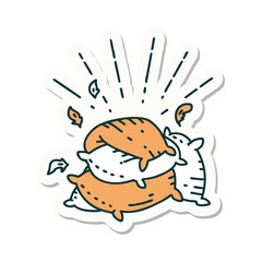 sticker of tattoo style pile of pillows