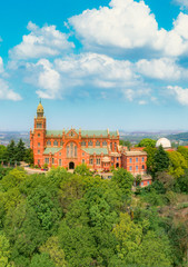 Obraz premium Aerial photos of Sheshan Catholic Church in Shanghai, China