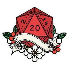natural twenty D20 dice roll illustration