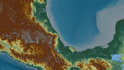 Veracruz, Mexico - outlined. Relief