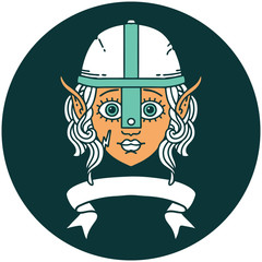 elf fighter character face with banner icon