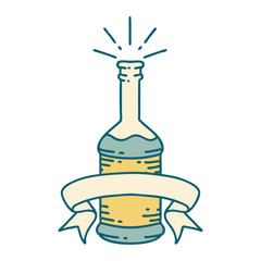 banner with tattoo style beer bottle