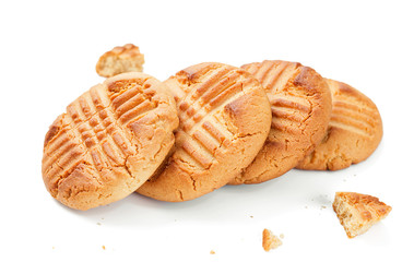 Homemade peanut butter cookies isolated on white background