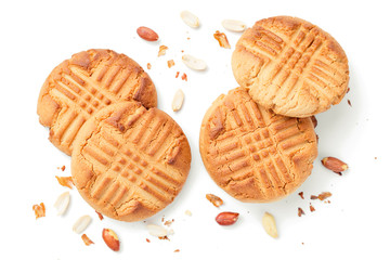 Homemade peanut butter cookies isolated on white background