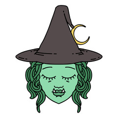 half orc witch character face illustration