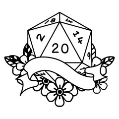 natural twenty D20 dice roll illustration