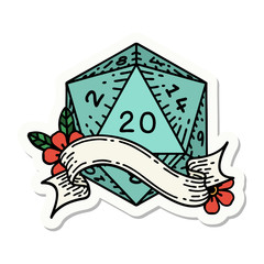 natural twenty D20 dice roll sticker