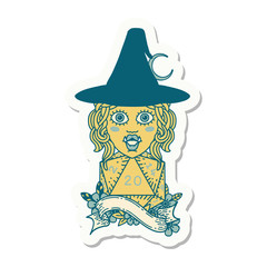 half orc mage with natural 20 dice roll sticker