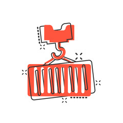 Container icon in comic style. Delivery cargo cartoon vector illustration on white isolated background. Freight box splash effect business concept.
