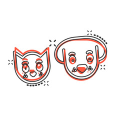 Dog and cat icon in comic style. Animal head cartoon vector illustration on white isolated background. Cartoon funny pet splash effect business concept.