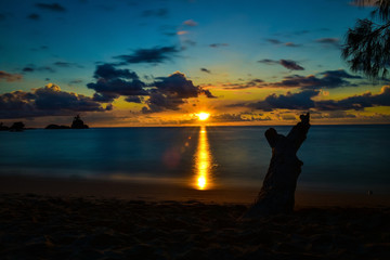 Sunset on Mahe island on the Seychelles