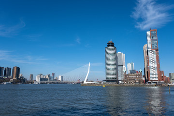 Cityscape of Rotterdam, viewing 'de kop van zuid' from the riverside