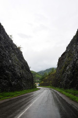 Road through narrow gorges, paved roads