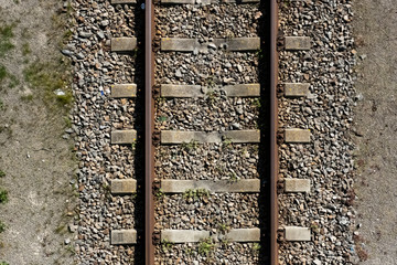 Train Tracks Detail from Above. Close up