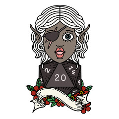 elf rogue with natural twenty dice roll illustration