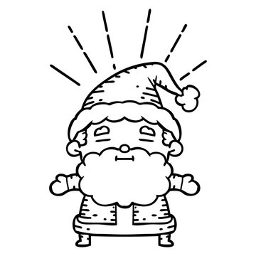 recommend clip art: traditional black line work tattoo style santa claus christmas character