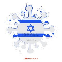 Coronavirus in grunge style with color splashes and national flag : Vector Illustration