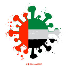 Coronavirus in grunge style with color splashes and national flag : Vector Illustration