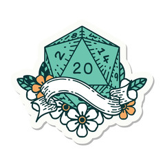 natural twenty D20 dice roll sticker