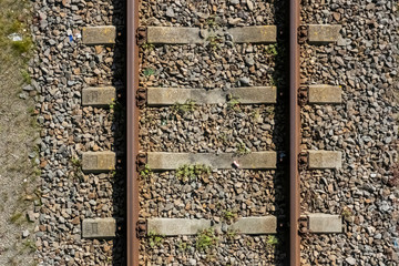 Train Tracks Detail from Above. Close up