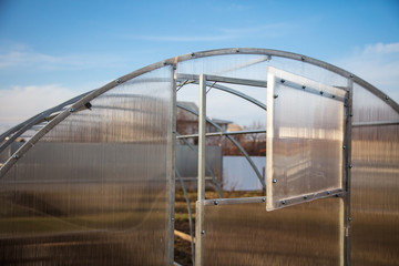 Installation of a greenhouse in the garden.