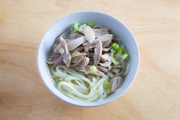 Korean chicken noolde soup which is called Dalgkalgugsu