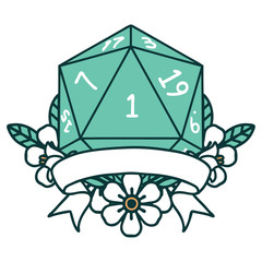 natural one d20 dice roll illustration