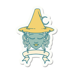 elf mage character face with banner sticker