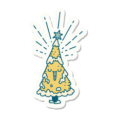 sticker of tattoo style happy christmas tree