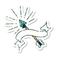 grunge sticker of tattoo style old flint tip arrow